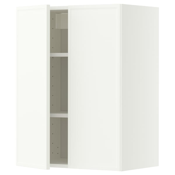 METOD ארון עליון עם מדפים/2 דלתות, לבן/Aspudden לבן מט, 60x80 ס"מ