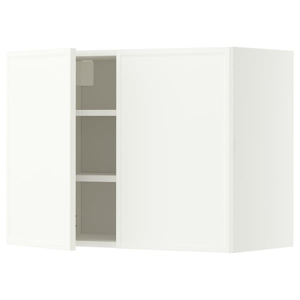 METOD ארון עליון עם מדפים/2 דלתות, לבן/Aspudden לבן מט, 80x60 ס"מ