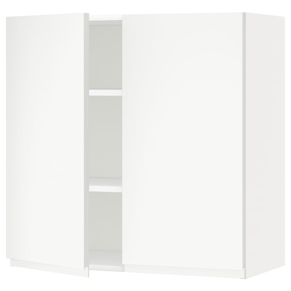 METOD ארון עליון עם מדפים/2 דלתות, לבן/Voxtorp לבן מט, 80x80 ס"מ