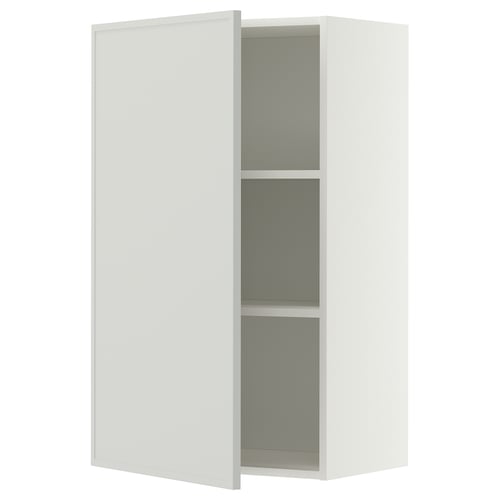 METOD ארון עליון עם מדפים, לבן/Aspudden אפור בהיר, 60x100 ס"מ