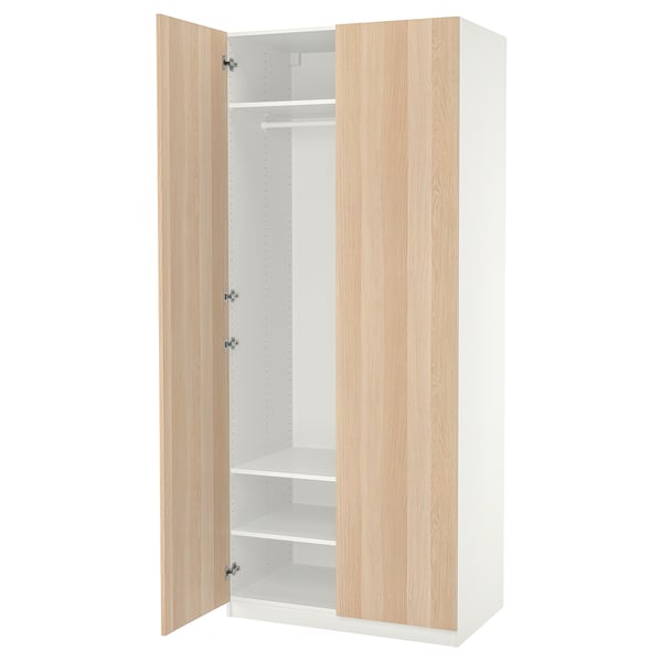 PAX / FORSAND ארון, לבן/גוון אלון מולבן, 100x60x236 ס"מ