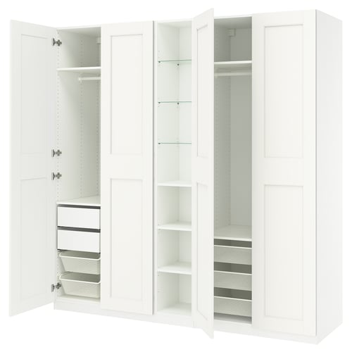 PAX / GRIMO ארון בגדים, לבן לבן/לבן, 235x60x236 ס"מ