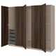 PAX / STORKLINTA ארון בגדים, אפור-בז'/חום כהה אלון צבוע, ‎250x60x201 ס"מ‏