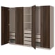 PAX / STORKLINTA ארון בגדים, אפור-בז'/חום כהה אלון צבוע, ‎250x58x201 ס"מ‏