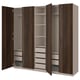 PAX / STORKLINTA ארון בגדים, אפור-בז'/חום כהה אלון צבוע, ‎250x58x236 ס"מ‏