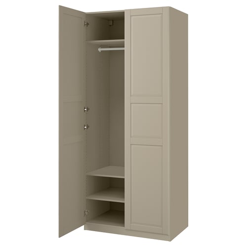 PAX / TYSSEDAL ארון בגדים, אפור-בז'/אפור-בז', 100x60x236 ס"מ