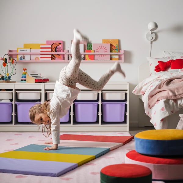 PLUFSIG מזרן התעמלות מתקפל, אדום/לילך, 78x185 ס"מ