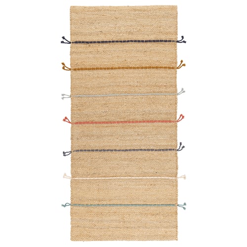 RAKLEV שטיח באריגה שטוחה, עבודת יד טבעי/צבעוני, 70x160 ס"מ