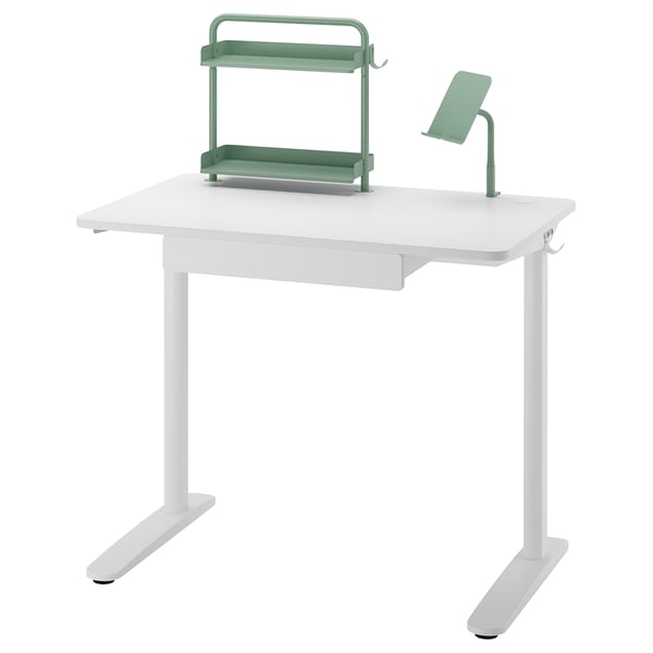 RELATERA קומבינצית שולחן כתיבה, לבן/אפור בהיר-ירוק, 90x60 ס"מ