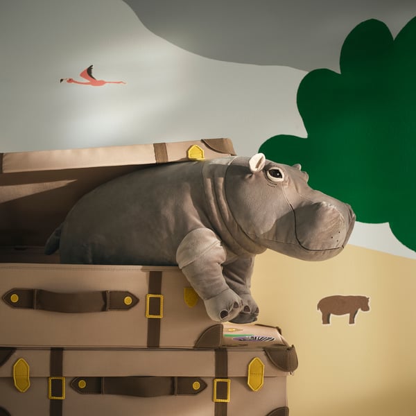 SANDLÖPARE צעצוע רך, היפופוטם/אפור, 56 ס"מ