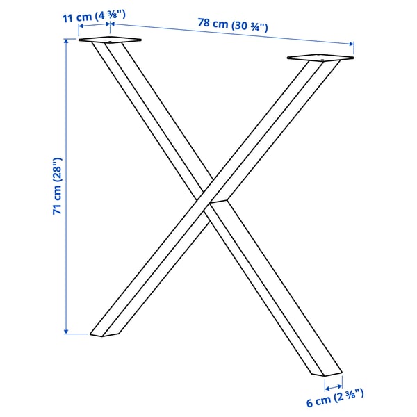 SKÅLSTA רגל שולחן, צורת X שחור-אפור