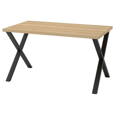 SKÅLSTA שולחן, גוון אלון/צורת X שחור-אפור, ‎140x80 ס"מ‏