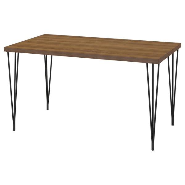 SKÅLSTA שולחן, גוון אגוז/צורת סיכה שחור-אפור, 140x80 ס"מ