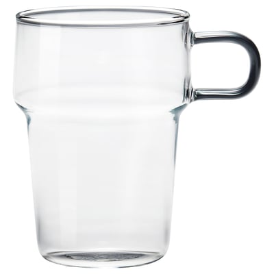 SKINNFISK כוס עם ידית, זכוכית שקופה, 35 סנטל'