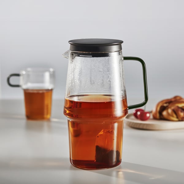SKINNFISK קנקן עם מכסה, זכוכית שקופה, 1.2 ל'
