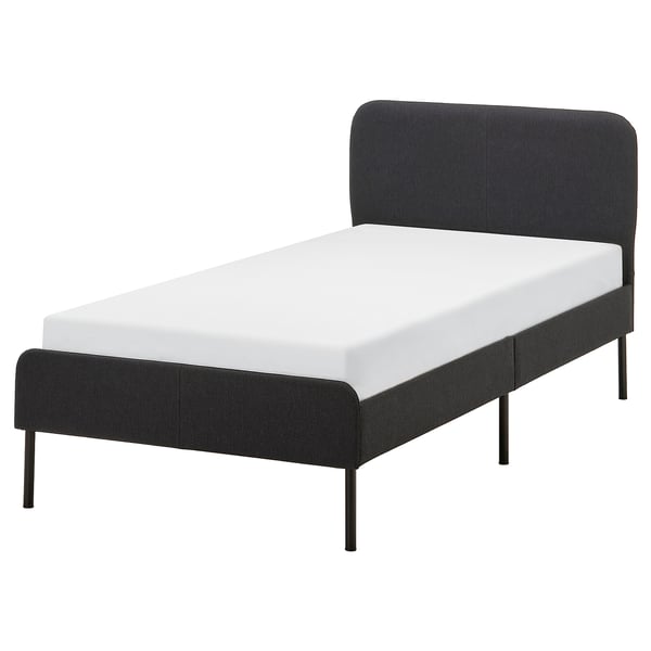 SLATTUM מסגרת מיטה מרופדת, Vissle אפור כהה, 90x200 ס"מ
