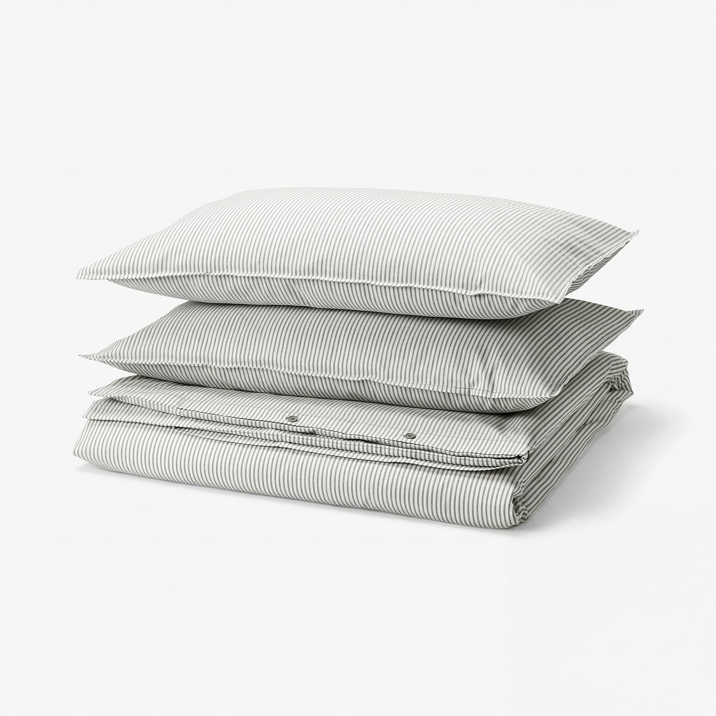 SOLFIBBLA ציפה ו-2 ציפיות, אפור לבן/מפוספס, ‎200x220/50x70 ס"מ‏