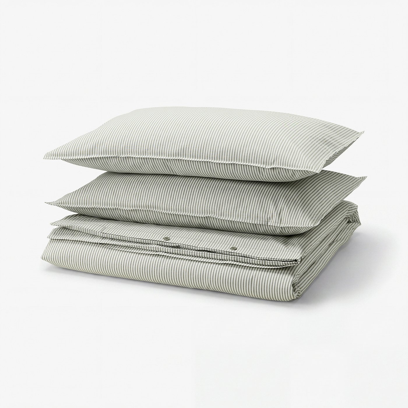 SOLFIBBLA ציפה ו-2 ציפיות, לבן ירוק/מפוספס, ‎200x220/50x70 ס"מ‏