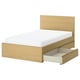 STORKLINTA מיטה עם 2 קופסאות אחסון, גוון אלון/Luröy, 120x200 ס"מ
