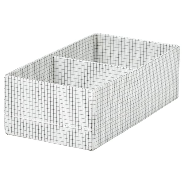 STUK קופסה עם תאים, לבן/שחור, 17x32x10 ס"מ