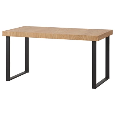 TARSELE שולחן נפתח, פורניר אלון/שחור, 150/200x80 ס"מ