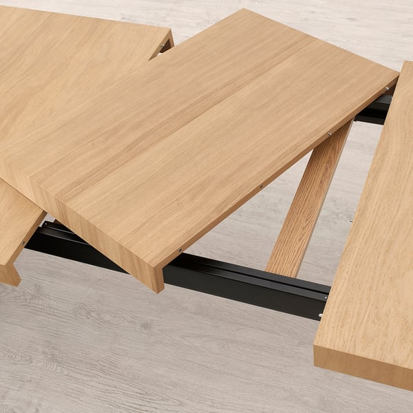 TARSELE שולחן נפתח, פורניר אלון/שחור, 150/200x80 ס"מ
