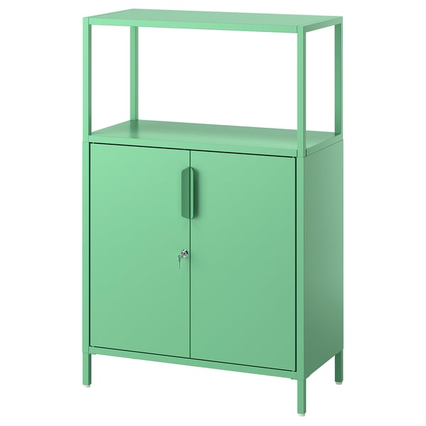 TROTTEN ארונית עם דלתות, ירוק בהיר, 70x35x110 ס"מ