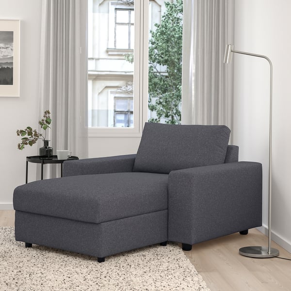 VIMLE שזלונג, עם משענות יד רחבות/Gunnared אפור