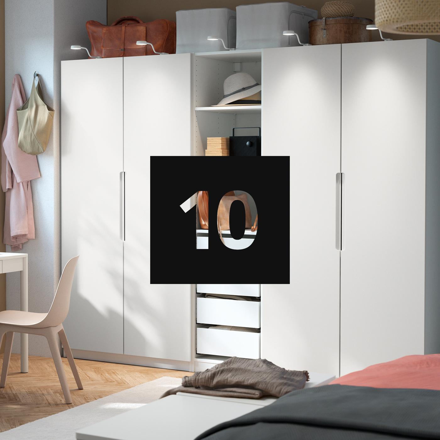 10-year guarantee on mattresses, PAX wardrobes, and SKYTTA sliding doors