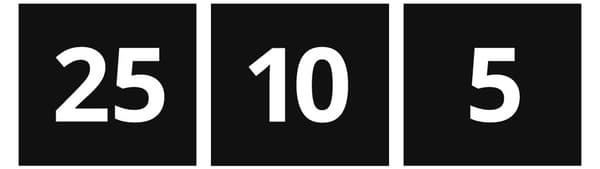 25-year, 10-year & 5-year guarantee symbols