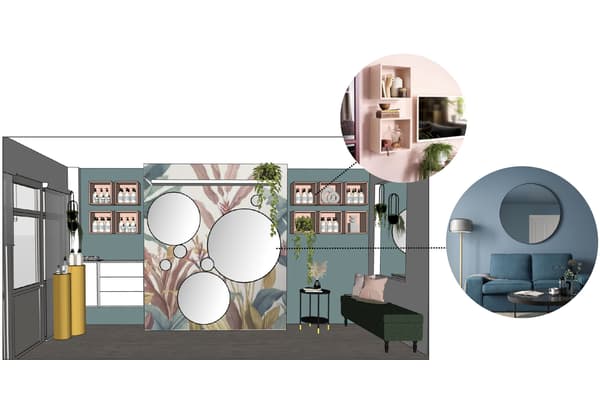 3D view of reception waiting area