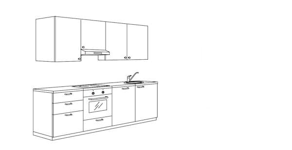 8 kitchen cabinets combination illustration.
