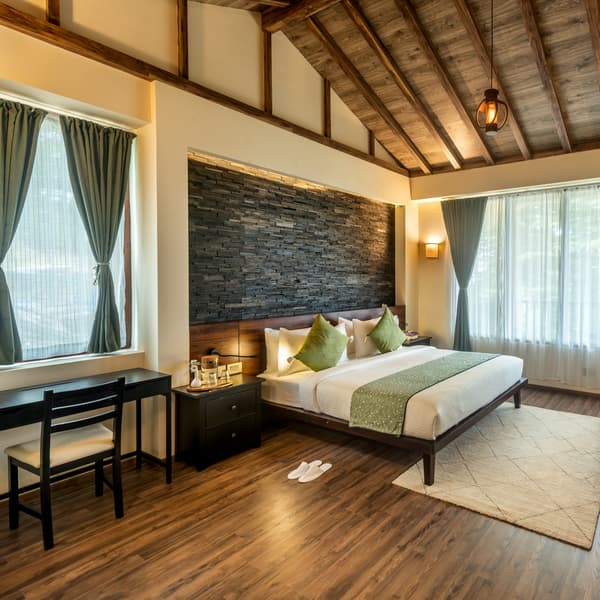 A bedroom with soft duvet