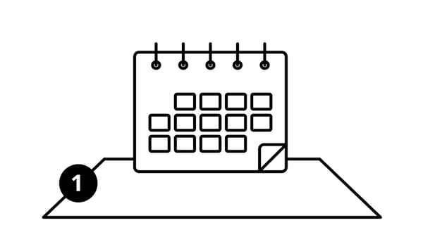 A black-and-white sketch of a calendar. The sketch is numbered one.