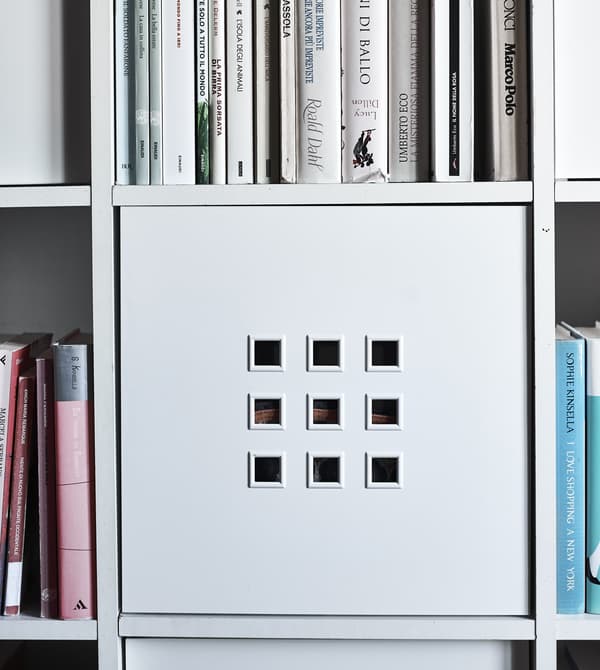 A box insert in a KALLAX unit.