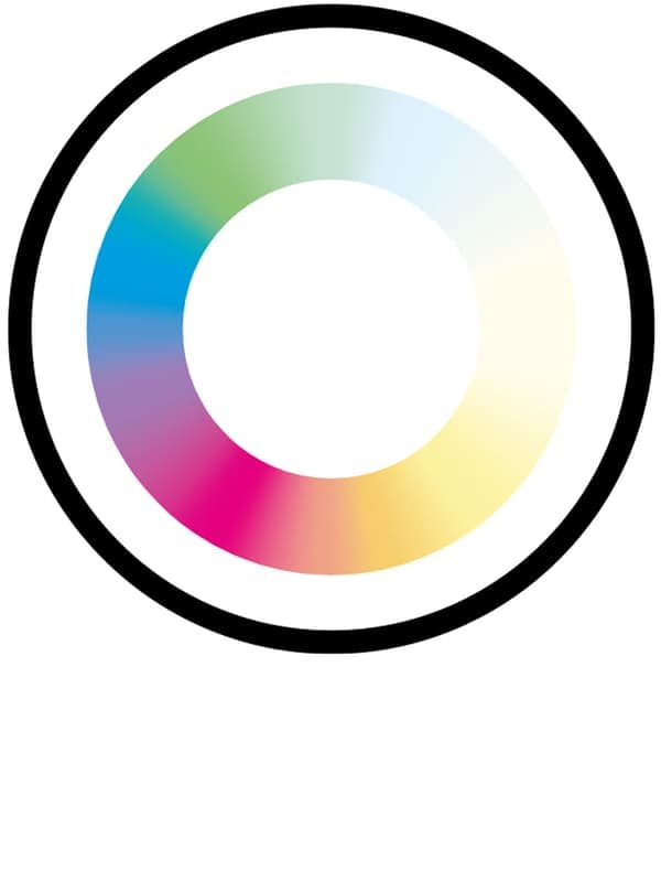 A circle with a colour spectrum that represents the light temperature of a light bulb