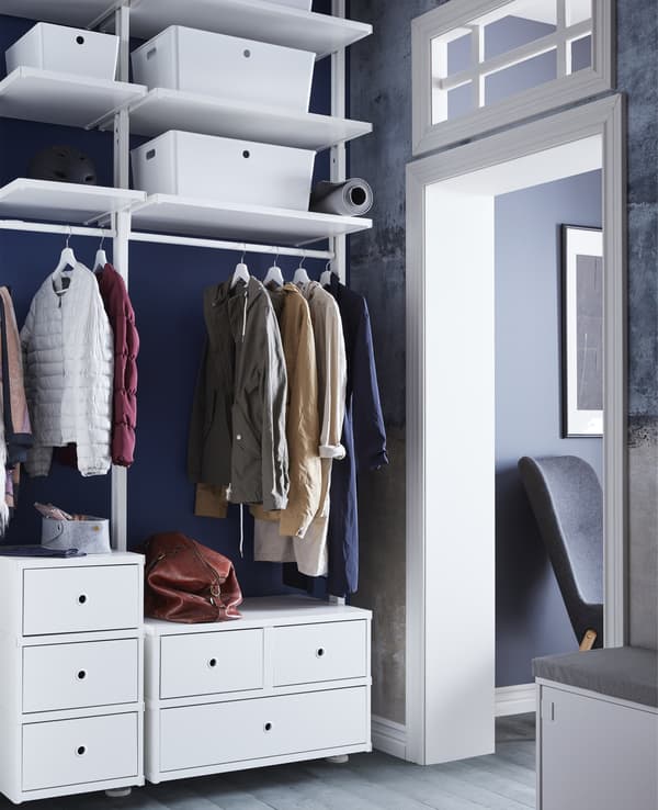A closet created with the ELVARLI open storage unit. 