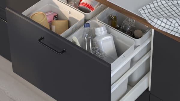 A drawer with multple recycling compartments
