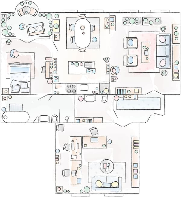 A drawing showing the layout of an apartment.