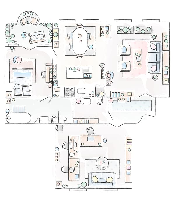 A drawing showing the layout of Radek and Łukasz’ apartment.