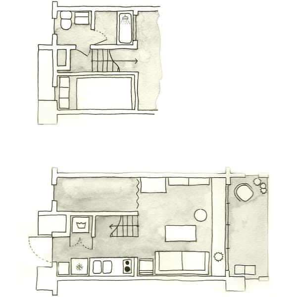 A floorplan of Aiko’s apartment.