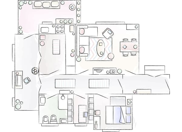 A floorplan of Andreia and Pedro’s apartment
