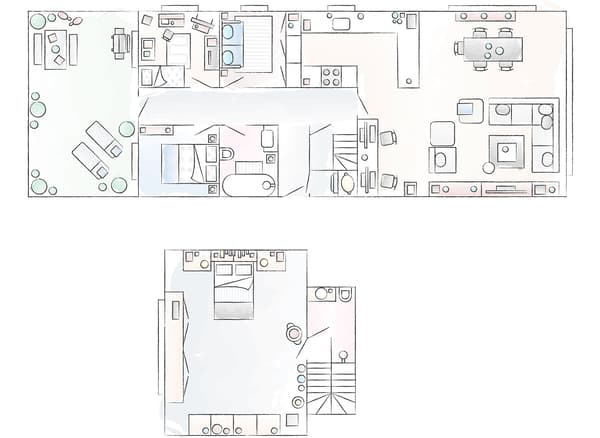 A floorplan of Fiona and Bobby’s home.