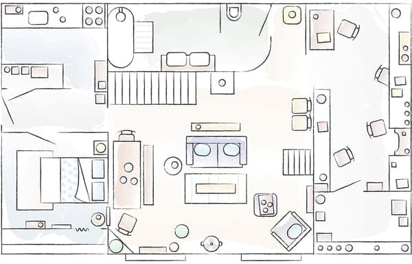 A floorplan of Jess and Simon’s home