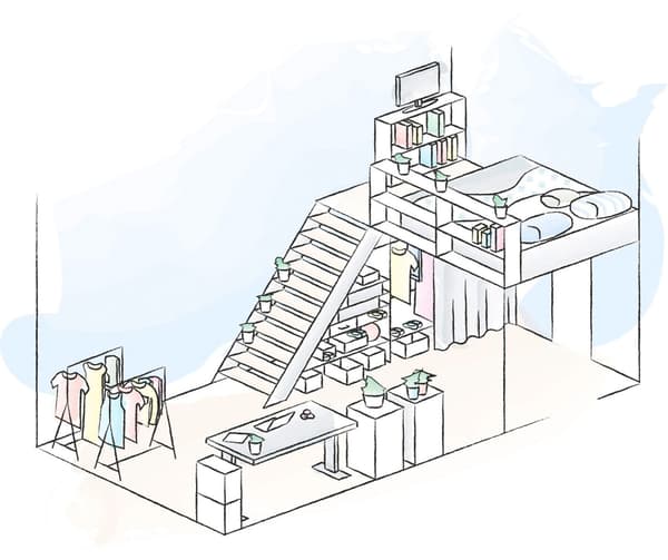 A floorplan of Julia and André’s bedroom.