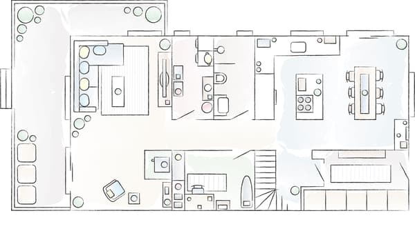 A floorplan of Julia and Christian’s home