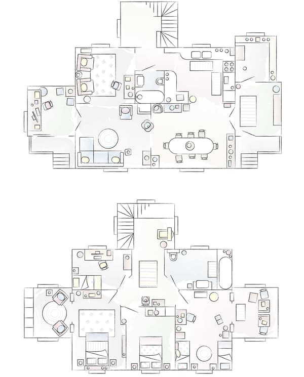 A floorplan of Kasia and Bob’s home
