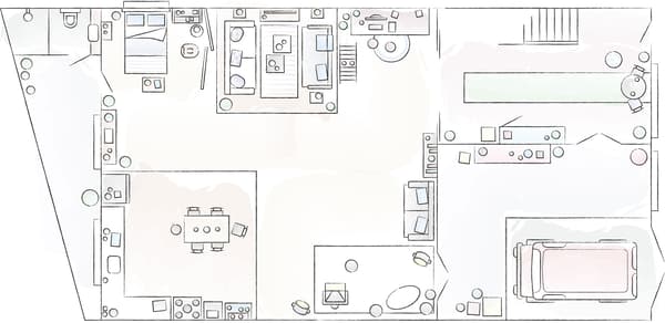 A floorplan of Kyra and Dave’s home.