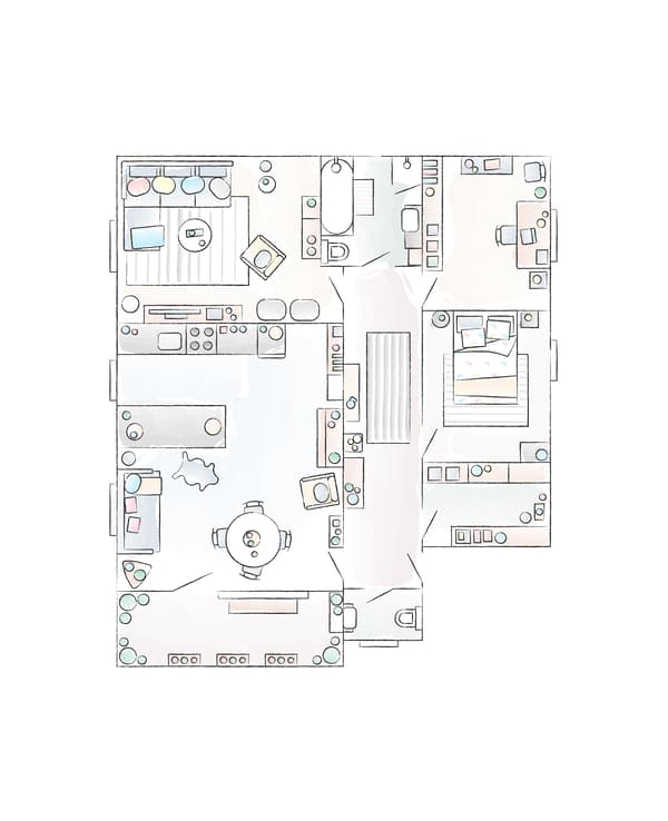 A floorplan of Steffen’s apartment.