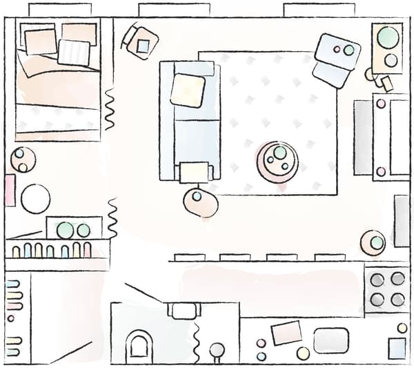 A floorplan of Yvet’s home.